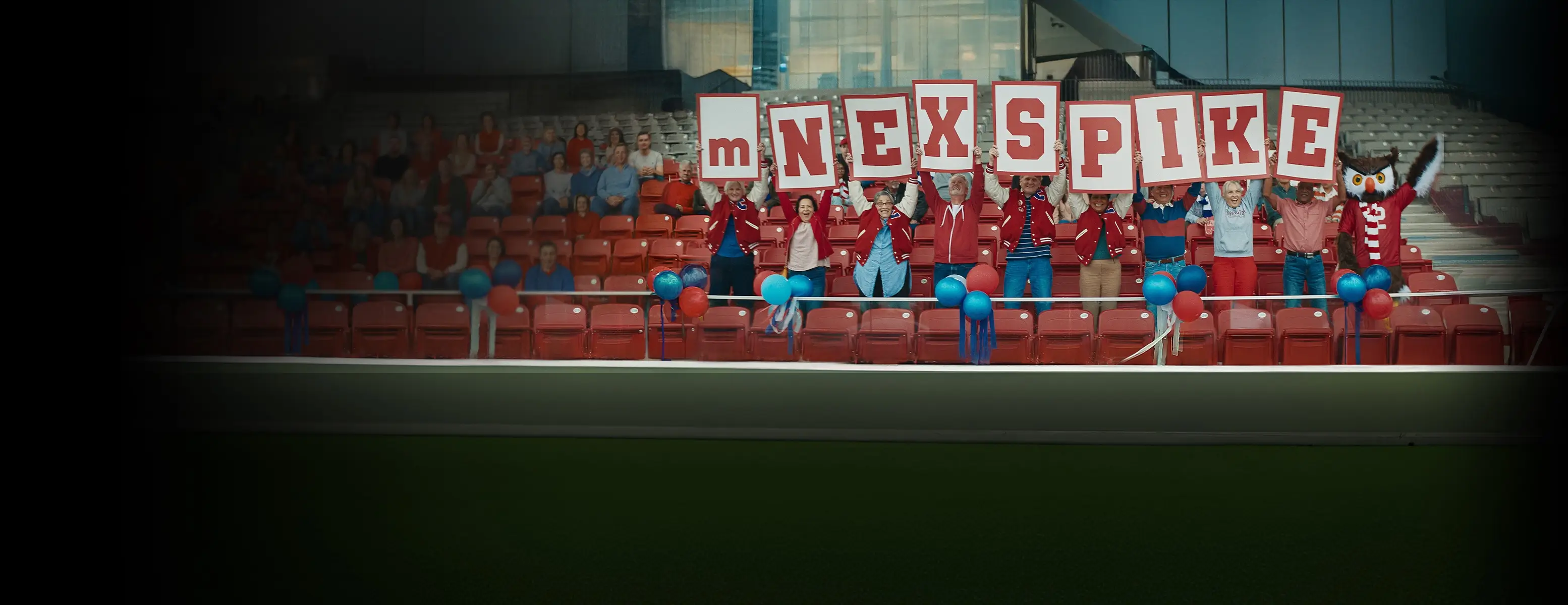 Group of diverse older adults in bleachers, representing COVID-19 vaccine recipients